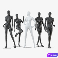 A collection of five faceless female mannequins 34 3D Model Vray