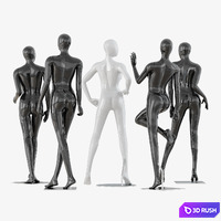 A collection of five faceless female mannequins 34 3D Model Vray