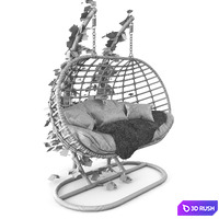 Garden swing hanging "cocoon" of rattan 3D Model Vray, Corona