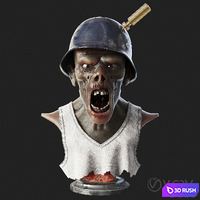 Zombie Bust 3D Model Vray, Corona