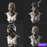 Zombie Bust 3D Model Vray, Corona