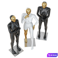 Three female mannequin with a golden face 41 3D Model Vray