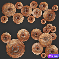 ART. Disc Wall Decor by World Menagerie, Wall decor, copper, disks, panels, painting, panel, metal, industrial style 3D Model Vray