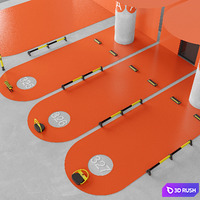 Car park accessories pack 3D Model Vray