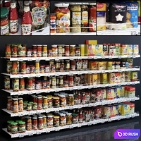 Showcase 005. Canned food, cereals, flour 3D Model Vray, Corona
