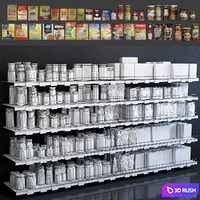 Showcase 005. Canned food, cereals, flour 3D Model Vray, Corona