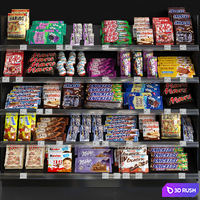 Showcase in a supermarket with sweets, chocolate and other sweets 3D Model Vray, Corona