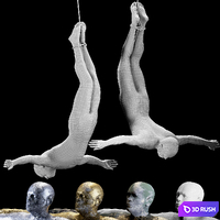 Men fly - Sculpture 3D Model Vray, Corona