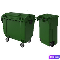 Trash can and dumpster 3D Model Vray, Corona