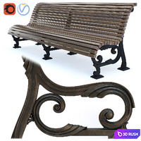 Park Bench 01 3D Model Vray, Corona