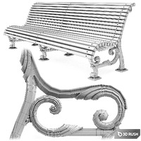Park Bench 01 3D Model Vray, Corona