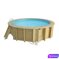 Wooden Round Swimming Pool 3D Model