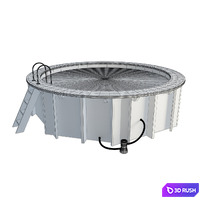 Wooden Round Swimming Pool 3D Model Vray