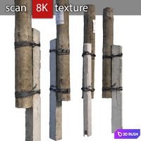 Pillar with concrete support 3D Model Vray