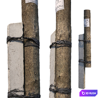 Pillar with concrete support 3D Model Vray
