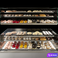 Showcase in a pastry shop with desserts, sweets and other different cakes 4 3D Model Vray