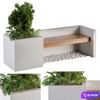 Outdoor Bench with FlowerBox 3D Model Vray, Corona
