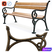 Park Bench 02 3D Model Vray, Corona