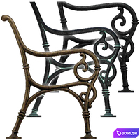 Park Bench 02 3D Model Vray, Corona