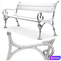 Park Bench 02 3D Model Vray, Corona