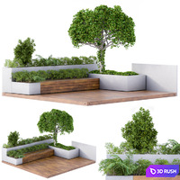 Roof Garden Furniture Seating and Garden Set 3D Model Vray, Corona