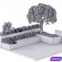 Roof Garden Furniture Seating and Garden Set 3D Model Vray, Corona