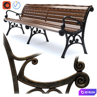 Park Bench 03 3D Model Vray, Corona