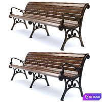 Park Bench 03 3D Model Vray, Corona