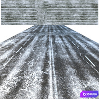 Snow covered road 3D Model Vray, Corona