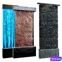 Wall watter waterfall 3D Model Vray, Corona