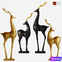 Deer_statue 3D Model Vray, Corona