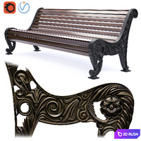 Park Bench 04 3D Model Vray, Corona