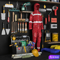 Garage tools set 9 3D Model Vray