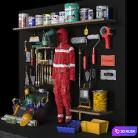 Garage tools set 9 3D Model Vray