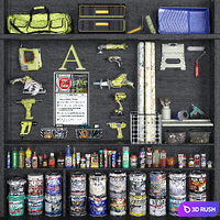 Garage tools set 10 3D Model Vray