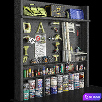 Garage tools set 10 3D Model Vray