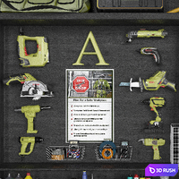 Garage tools set 10 3D Model Vray