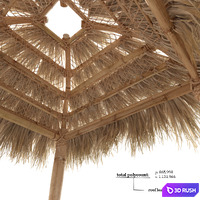Bamboo hut with bed 3D Model Vray