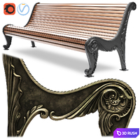 Park Bench 05 3D Model Vray, Corona