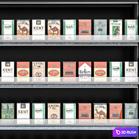 Display case for cigarettes with metal blinds 3D Model Vray, Corona
