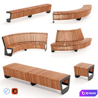 MMCITE. Park benches Landscape Compact 3D Model Vray, Corona
