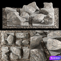 Slab tile gravel monument n1 / Square with stones monument 3D Model Vray