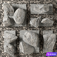 Slab tile gravel monument n1 / Square with stones monument 3D Model Vray