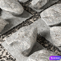 Slab tile gravel monument n1 / Square with stones monument 3D Model Vray
