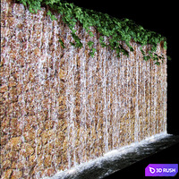 Waterfall 3D Model Vray, Corona