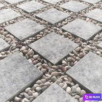 Tile square pebble low 2 n3 3D Model Vray, Corona