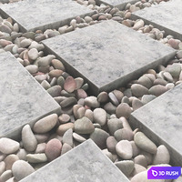 Tile square pebble low 2 n3 3D Model Vray, Corona