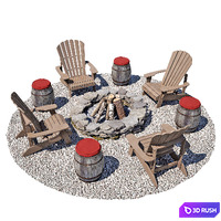 Bonfire Area 3D Model Vray