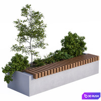 Urban Furniture / Architecture Bench with Plants Box01 3D Model Vray, Corona