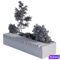 Urban Furniture / Architecture Bench with Plants Box01 3D Model Vray, Corona